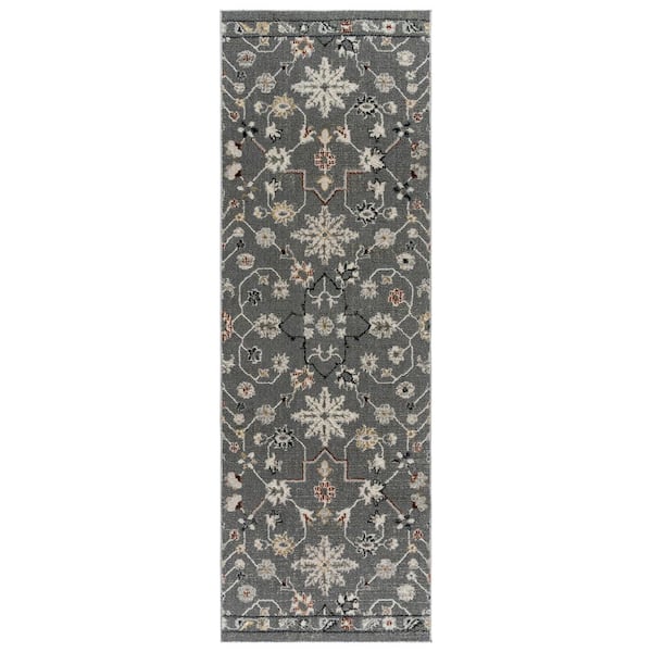 Trevi Oren Dark Gray 2 ft. x 6 ft. Moroccan High-Low Indoor Runner Rug