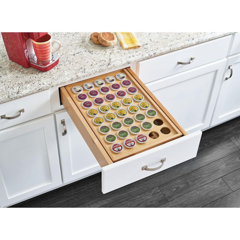 Natural Maple Wood Adjustable Two-Tier Drawer Organizer