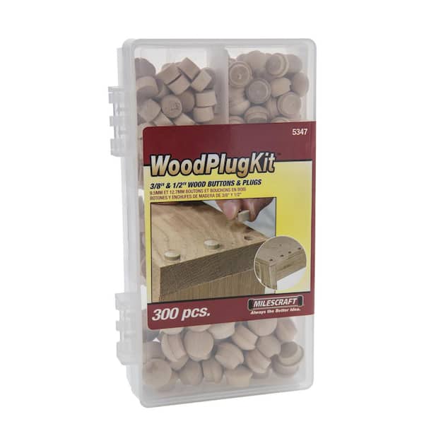 Wood Plug Kit - Assorted Birch Plugs and Buttons (300 pieces kit)