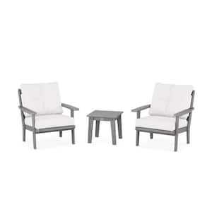 POLYWOOD Mission 3 Pcs Plastic Patio Conversation Set in Slate