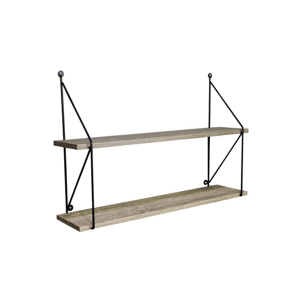 Cubilan 6 in. x 23.6 in. x 15.8 in. Grey Wood Decorative Wall Shelves with Brackets 134291966