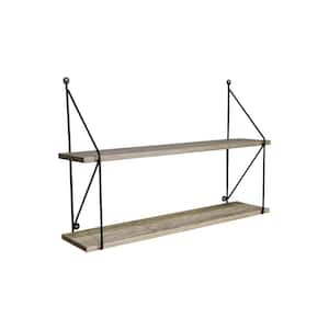 6 in. x 23.6 in. x 15.8 in. Grey Wood Decorative Wall Shelves with Brackets