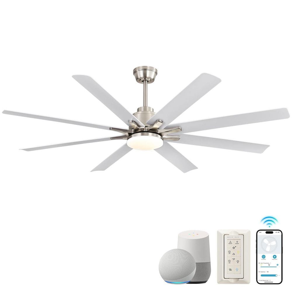 CACI Mall 52 in. Smart Indoor Windmill Nickel Ceiling Fan
