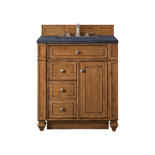 James Martin Vanities Bristol 30 in. W x 23.5 in. D x 34 in. H Bathroom Vanity in Saddle Brown with Charcoal Soapstone Quartz Top