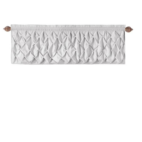 Carmen White Solid Color Rod Pocket Light-Filtering Curtain Valance, 60 in. x 20 in.
