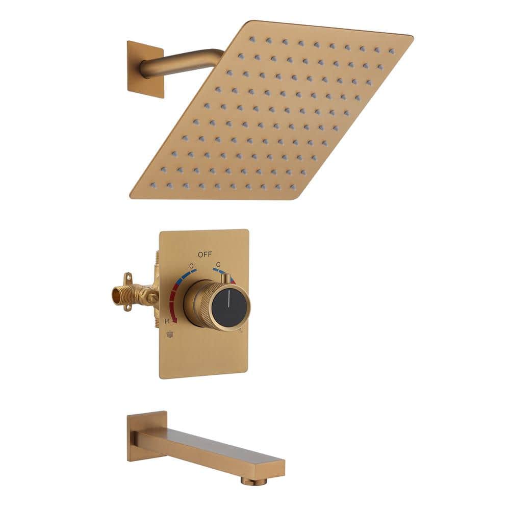 Brushed Gold Multi-Head Wall Mounted Shower System