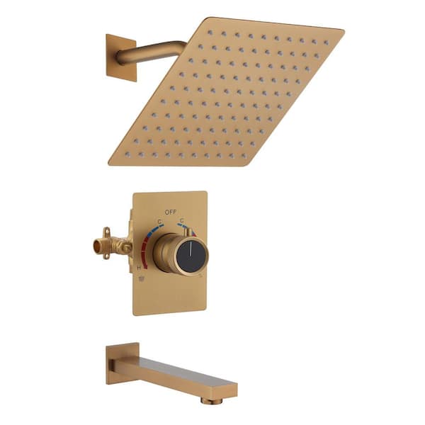 Integrated Single Handle 2 Function 1-Spray Shower Faucet 1.8 GPM with Pressure Balance in Brushed Gold