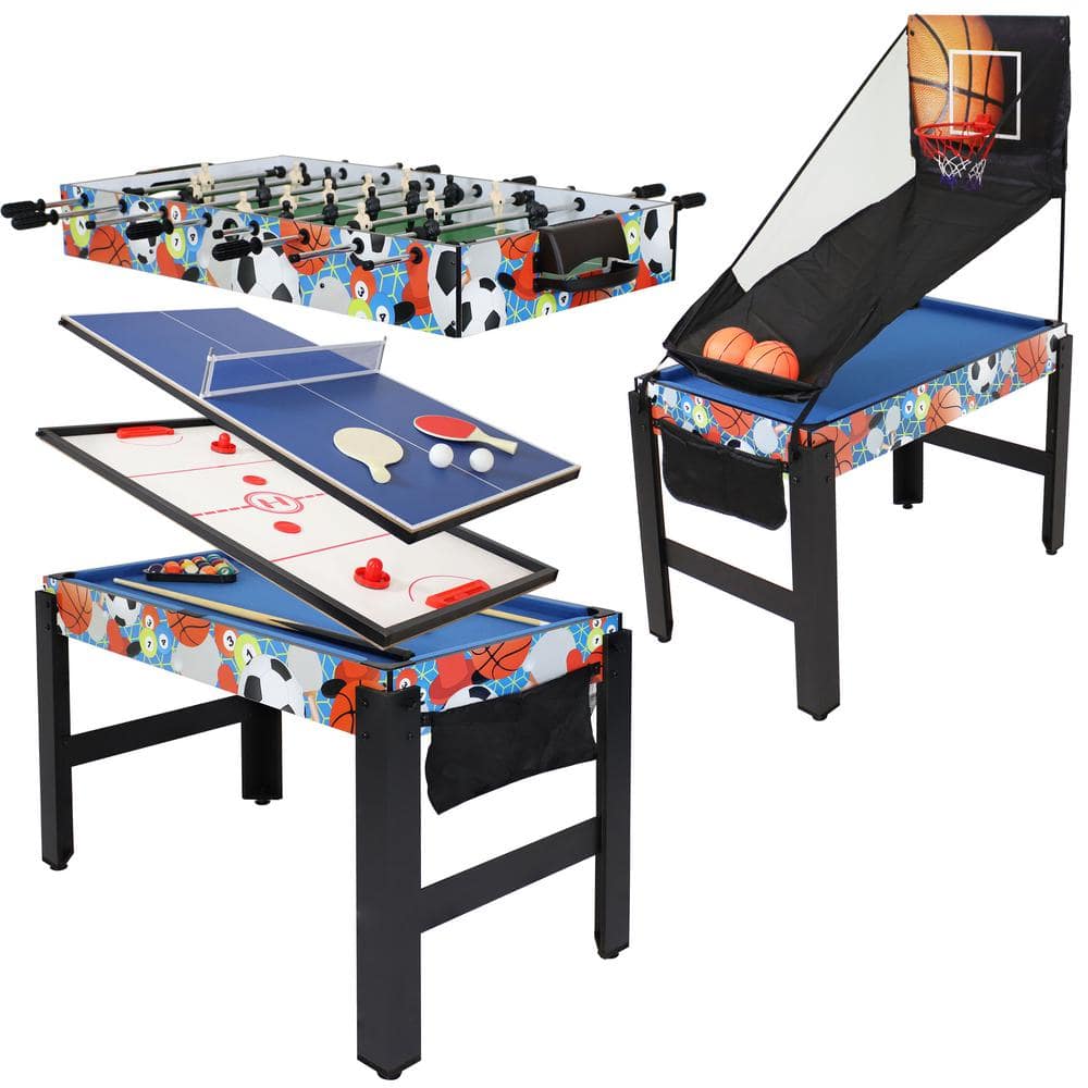 Sunnydaze 2-Player 5-in-1 Multi-Game Table - 45 inch - Sport Collage