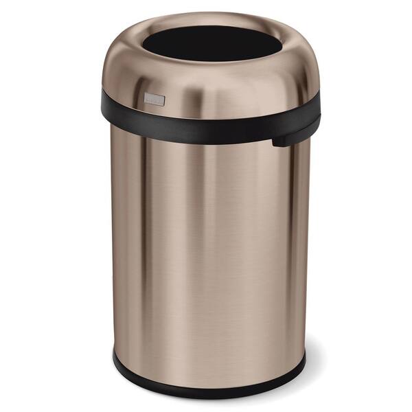 simplehuman 115-Liter/30.4 Gal. Rose Gold Heavy-Gauge Stainless Steel Bullet Round Open Top Commercial Trash Can