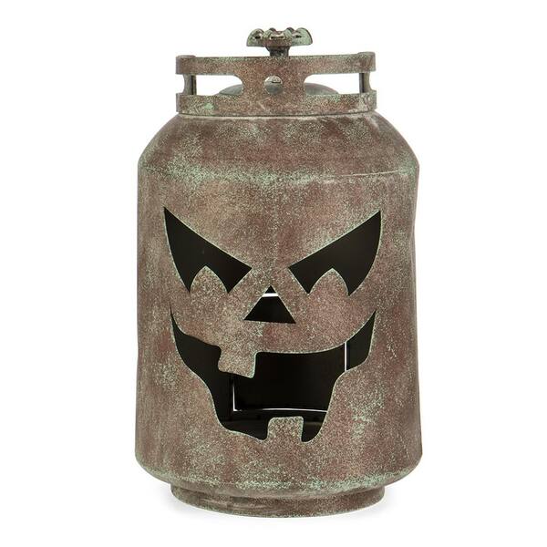 Bindle & Brass 14 in. Halloween Patina Pumpkin Lantern - Replica Propane Lantern