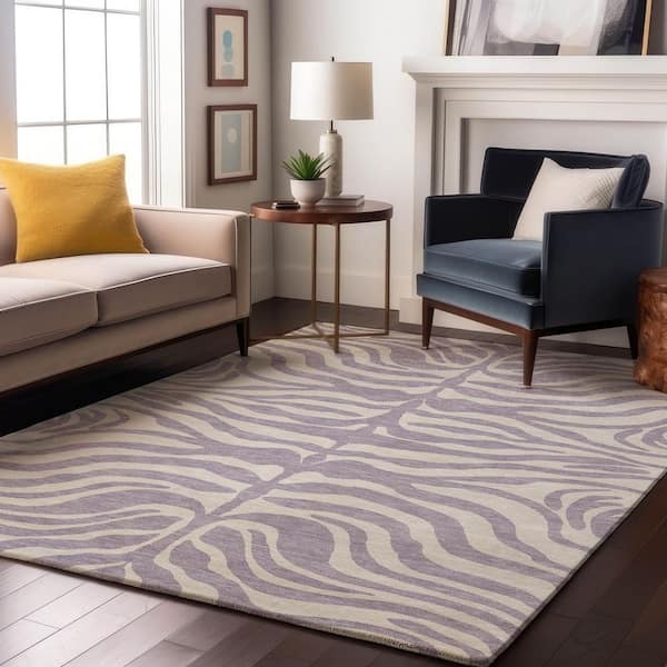 Mayfield Premium Machine Washable Abstract AMF1042 Lavender 5 ft. x 7 ft. 6 in. Area Rug
