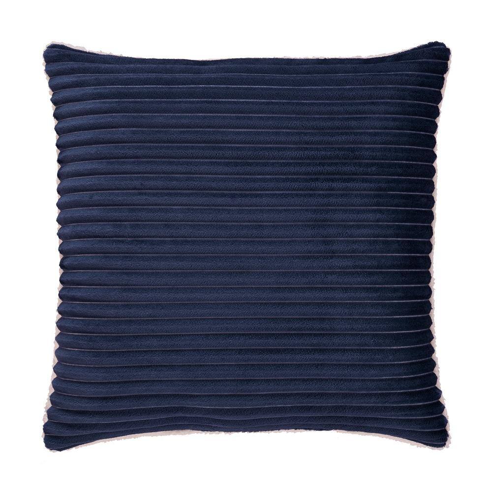 Emmett Navy Polyester Solid 20 Square Decorative Throw Pillow 20 In. L X