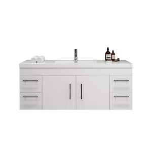 Elsa 59.06 in. W x 19.50 in. D x 22.05 in. H Bathroom Vanity in High Gloss White with White Acrylic Top