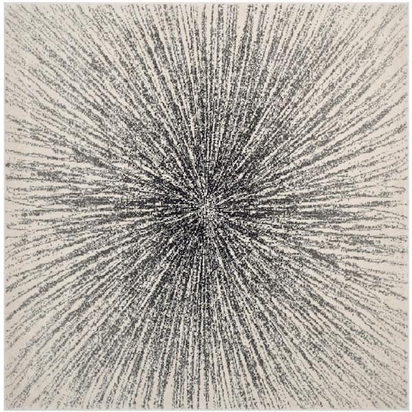 SAFAVIEH Evoke Black/Ivory 7 ft. x 7 ft. Square Geometric Area Rug