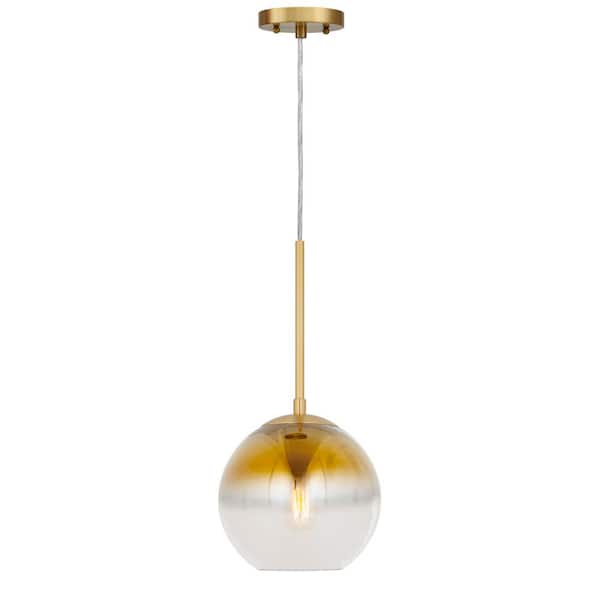 Unbranded Callisto 1-Light Soft Gold Pendant with Soft Gold Ombre Globe Glass Shade
