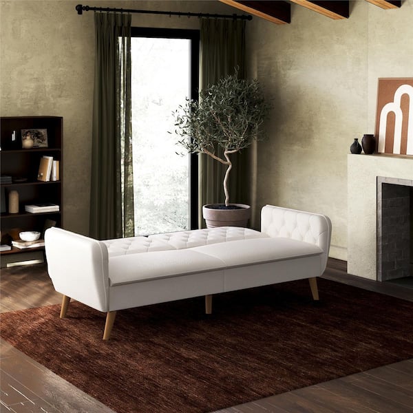 Novogratz Tallulah Memory Foam Futon, Ivory Boucle