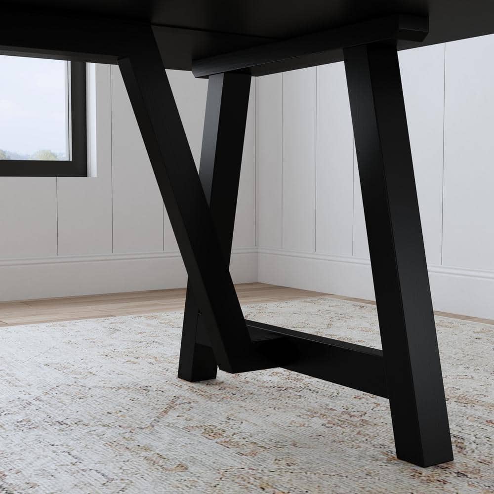 Black Reclaimed Wood Rectangular Dining Table, Seats Eight