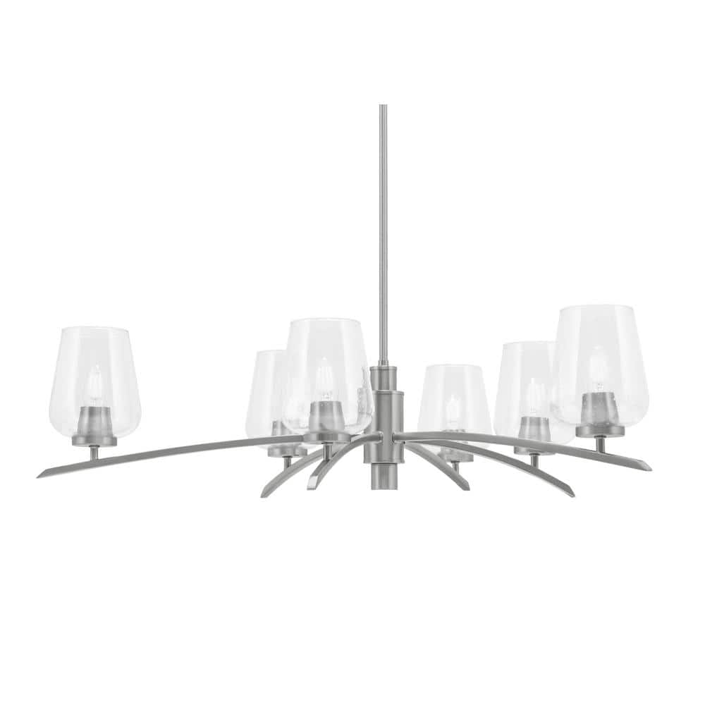 Siena 31 in. 6-Light Graphite Chandelier with 5 in. Clear Bubble Glass Shad