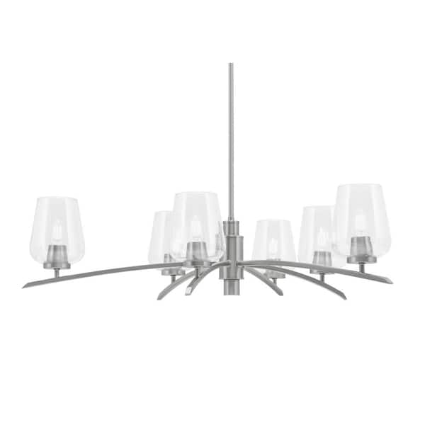 Unbranded Siena 31 in. 6-Light Graphite Chandelier with 5 in. Clear Bubble Glass Shades, no bulbs included