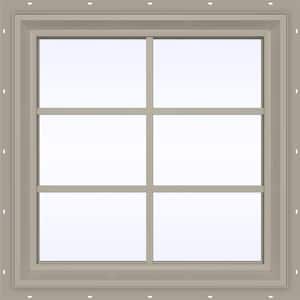 23.5 in. x 35.5 in. V-2500 Series Desert Sand Vinyl Fixed Picture Window with Colonial Grids/Grilles