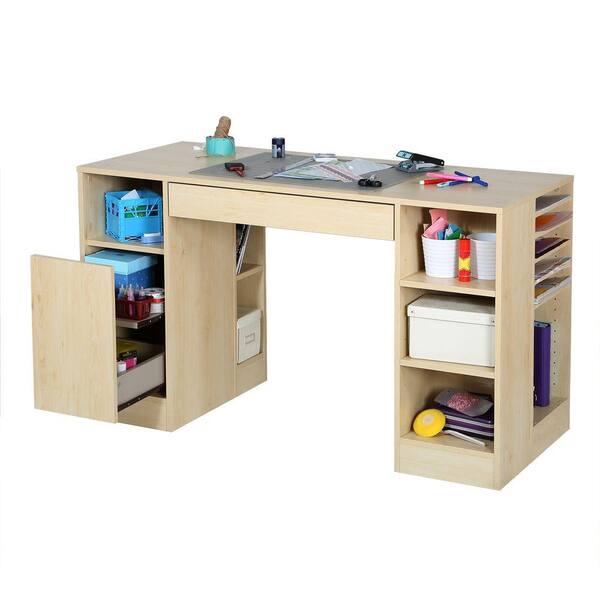 South Shore - 53.5 in. Natural Maple Rectangular 2 -Drawer Computer Desk with Open Storage