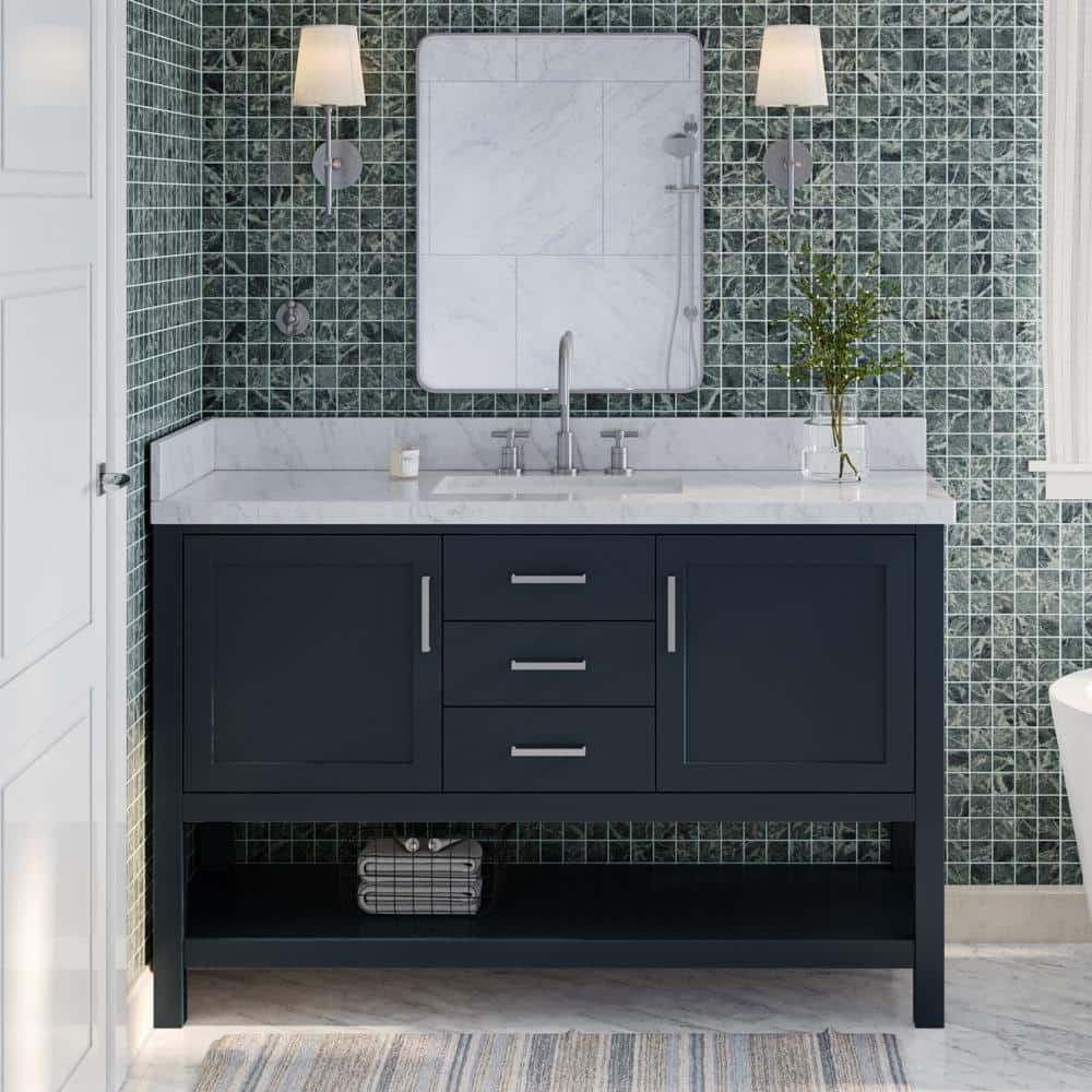 Midnight Blue 54" Freestanding Single Basin Vanity with Quartz Top