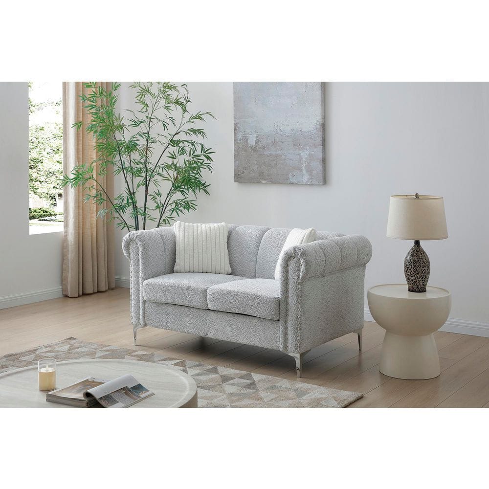 Sammy 60 in. Flared Arm Chenille Straight Rectangle Sofa in Gray price history on PriceWatchPro