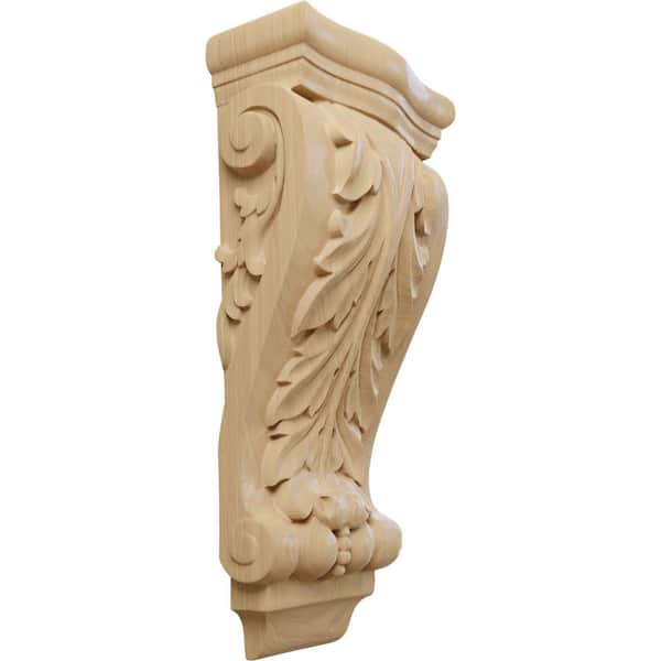 Ekena Millwork 3-1/8 in. x 6-1/4 in. x 13-1/2 in. Unfinished Wood Cherry Medium Farmingdale Acanthus Pilaster Corbel