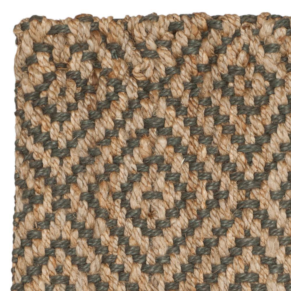 Handmade Beige and Grey Geometric Jute Area Rug