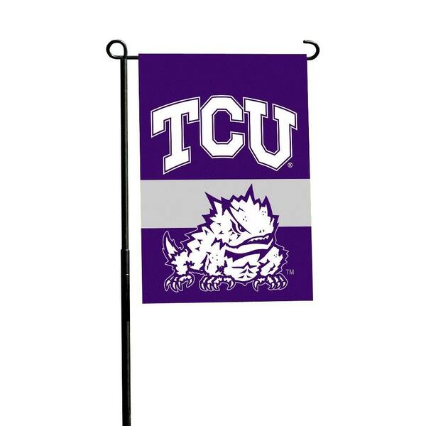 BSI Products NCAA Texas Christian Horned Frogs 1 ft. x 1.5 ft. Collegiate 2-Sided Garden Flag with Pole #11213