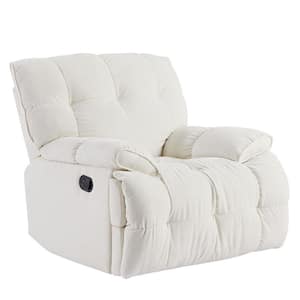 38.6 in. Swivel Overstuffed Antiskid Fabric Manual Rocker Recliner Single Sofa Heavy Duty Reclining Chair in Cream White