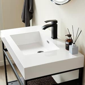 Ablitas 35.8 in. Composite Stone Single Console Bathroom Sink in White