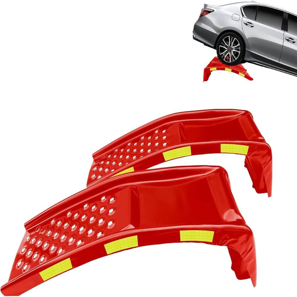 2-Pack Steel Car Ramps 8000lb Capacity 8in Max Lift With Night Warning Reflective Stickers,Red price history on PriceWatchPro