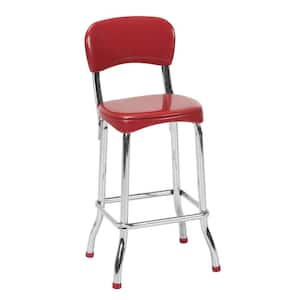 Retro 2-Piece Red and Chrome 34in. H High Top Chairs