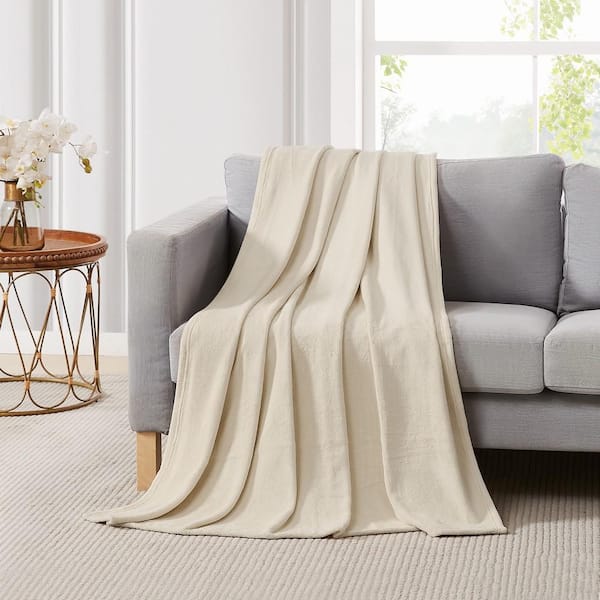 Unbranded Ultra Plush Polyester Beige 50 x 70 Throw