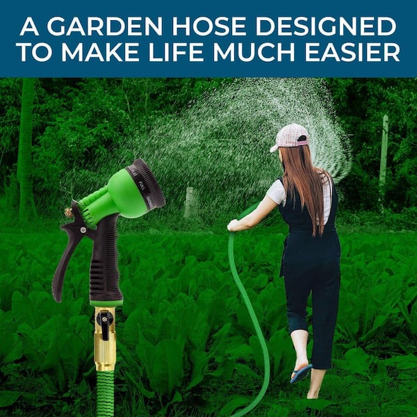 75 Home GrowGreen - Expandable in. Depot The 82-GHB-75-HD Hose ft. 3/4 Garden x