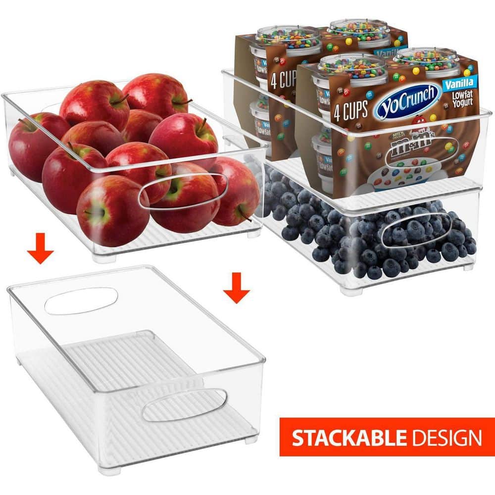 Clear Medium Stackable Storage Bins with Handles, 6-Pack