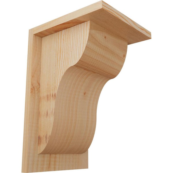 Ekena Millwork 7-1/2 in. x 8 in. x 12 in. Douglas Fir Carmel Smooth Corbel with Backplate