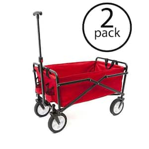 Heavy-Duty Compact Folding 150 lbs. Capacity Outdoor Cart, Red (2-Pack)