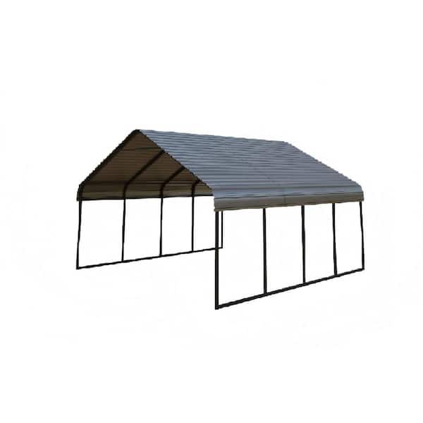 20 ft. x 20 ft. x 10 ft. Gray Roof Galvanized Steel Carport, Heavy Duty Metal Carport Canopy for Vehicles