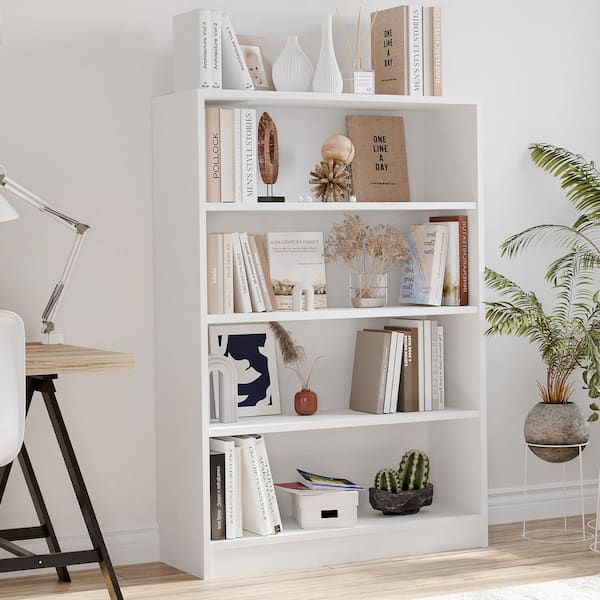 Furinno JAYA White 9-Shelf Multimedia Media Storage Tower Rack