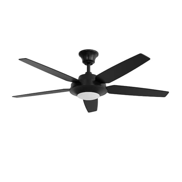 AirPro Signature Plus II 54 in. Standard Indoor Integrated LED Matte Black Modern Downrod Mount Ceiling Fan with Remote