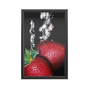 "Strawberry Splash" by Roderic Stevens Framed with LED Light Still Life Wall Art 24 in. x 16 in.