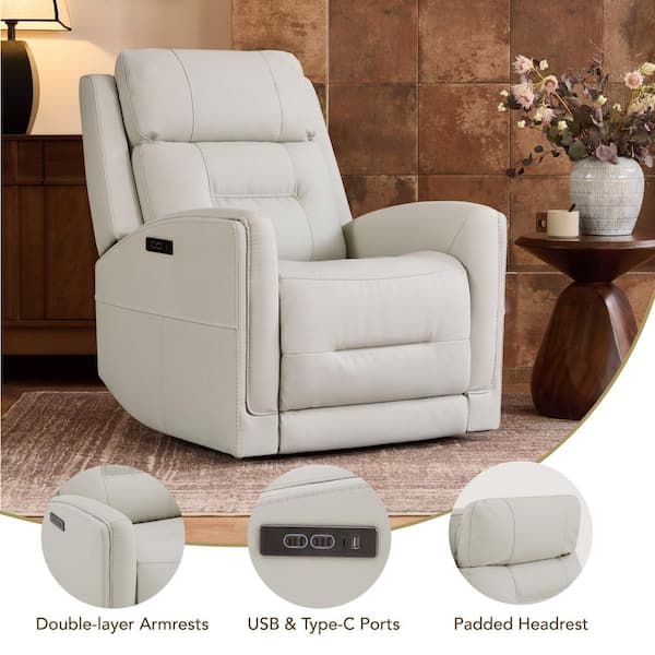 Spruce & Spring Harris Cream Faux Leather Zero Wall Power Recliner