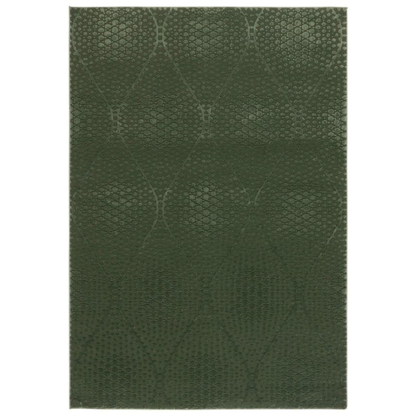 Revive 7 ft. x 9 ft. Green Solid Diamond Area Rug