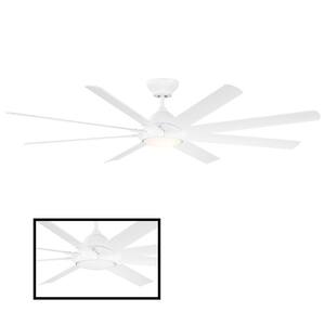 Hydra 80 in. 3000K Integrated LED Indoor/Outdoor Matte White Smart Ceiling Fan with Light Kit and Wall Control