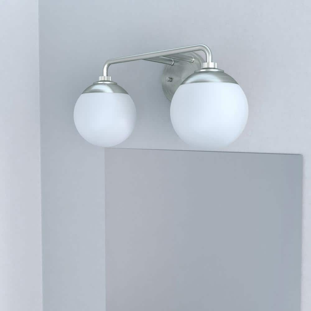 Hepburn 6 in. 2 Light Brushed Nickel Vanity Light with Frosted Glass Bathroom Light price history on PriceWatchPro