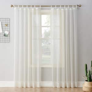 Emily Eggshell Voile 84 in. L x 59 in. W Sheer Tab Top Curtain Panel