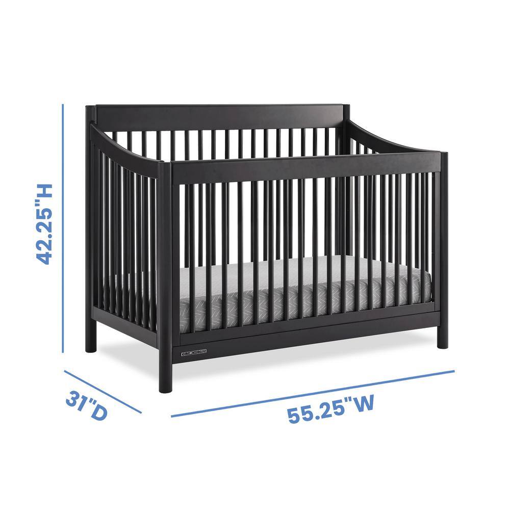 Midnight Grey 6-in-1 Convertible Crib with Modern Spindles