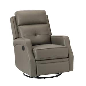 Ifigenia 28.74" Wide Dove Genuine Leather Swivel Rocker Recliner with Tufted Back
